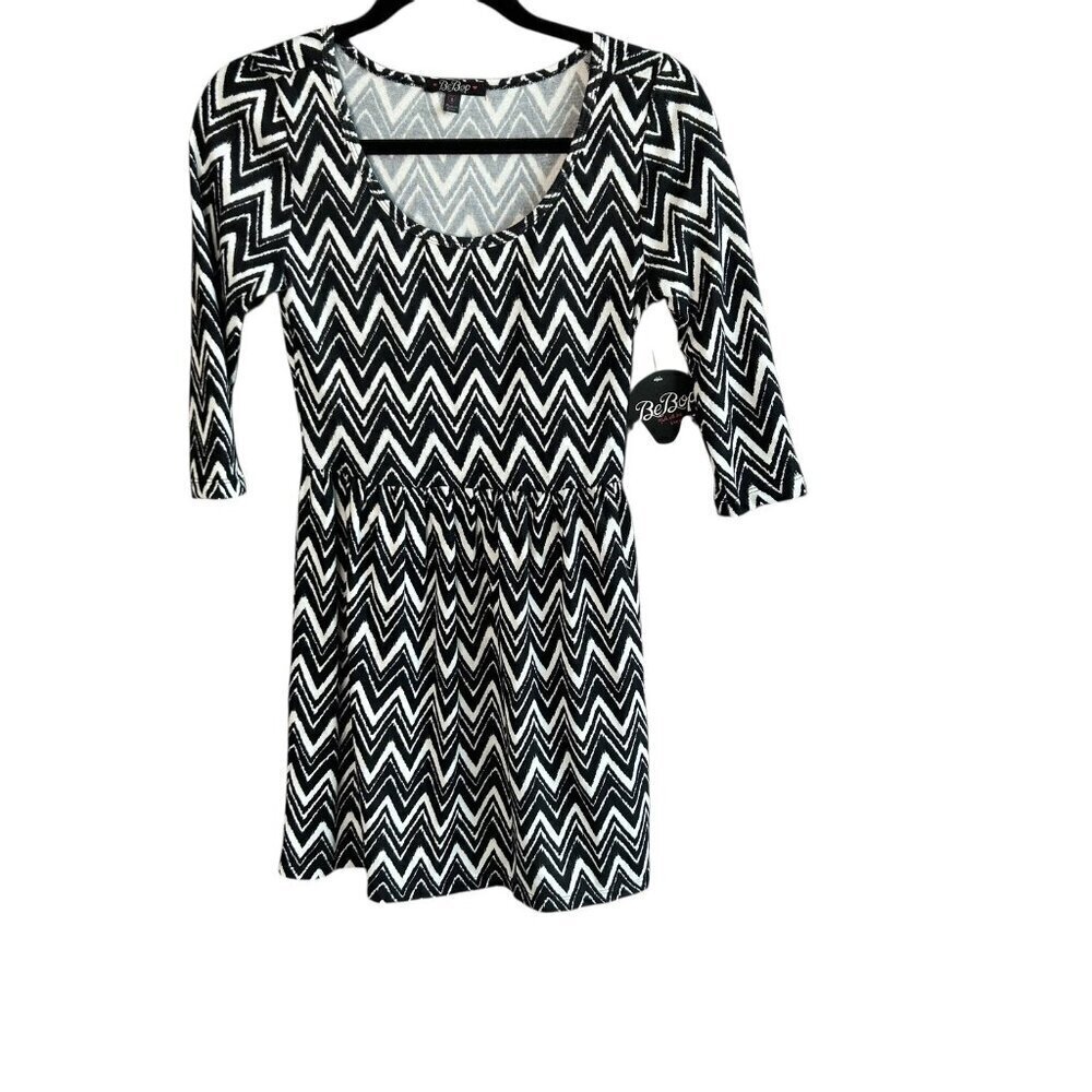 BeBop Mini Dress Chevron Stripes Black White NWT Size S Juniors